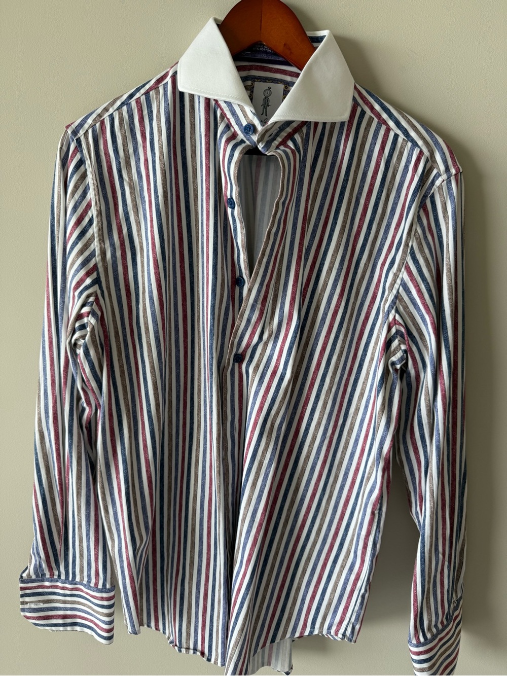 Robert Graham Multicolor Striped Stretch Button-Up Shirt 15.5 tailored fit
